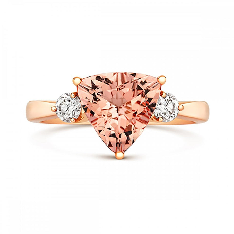 Tivon 18ct Rose Diamond and Morganite Three Stone Ring