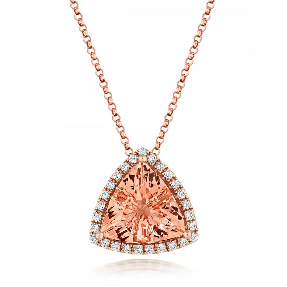 Tivon 18ct Rose Gold Diamond and Morganite Necklace