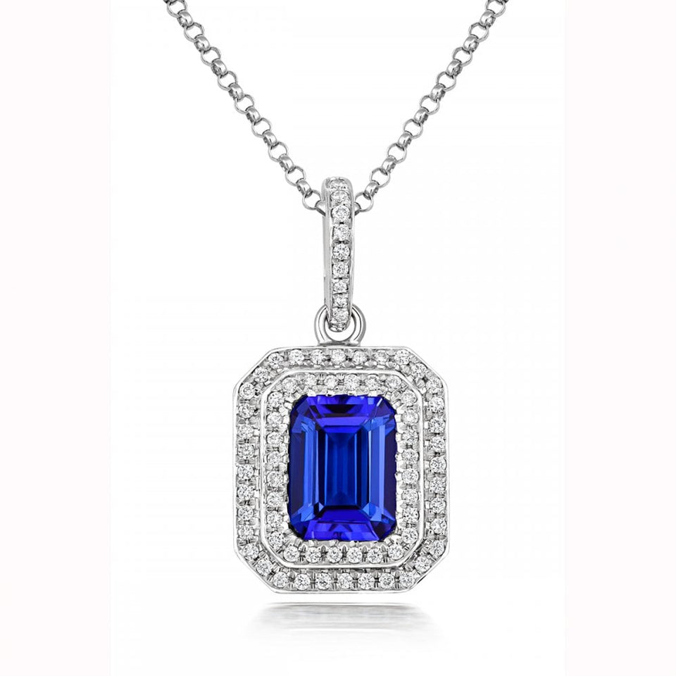 Tivon 18ct White Gold Diamond and Tanzanite Necklace