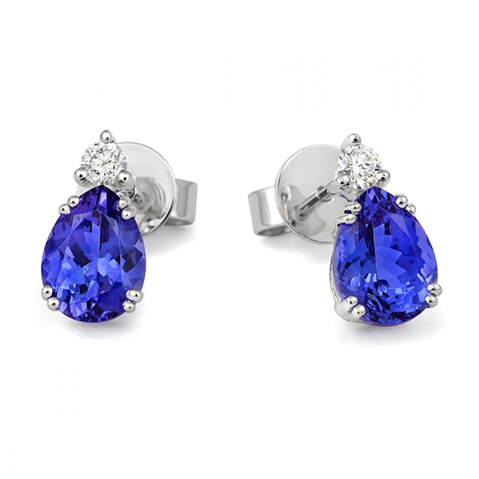 Tivon 18ct White Gold Diamond & Tanzanite Earring Studs