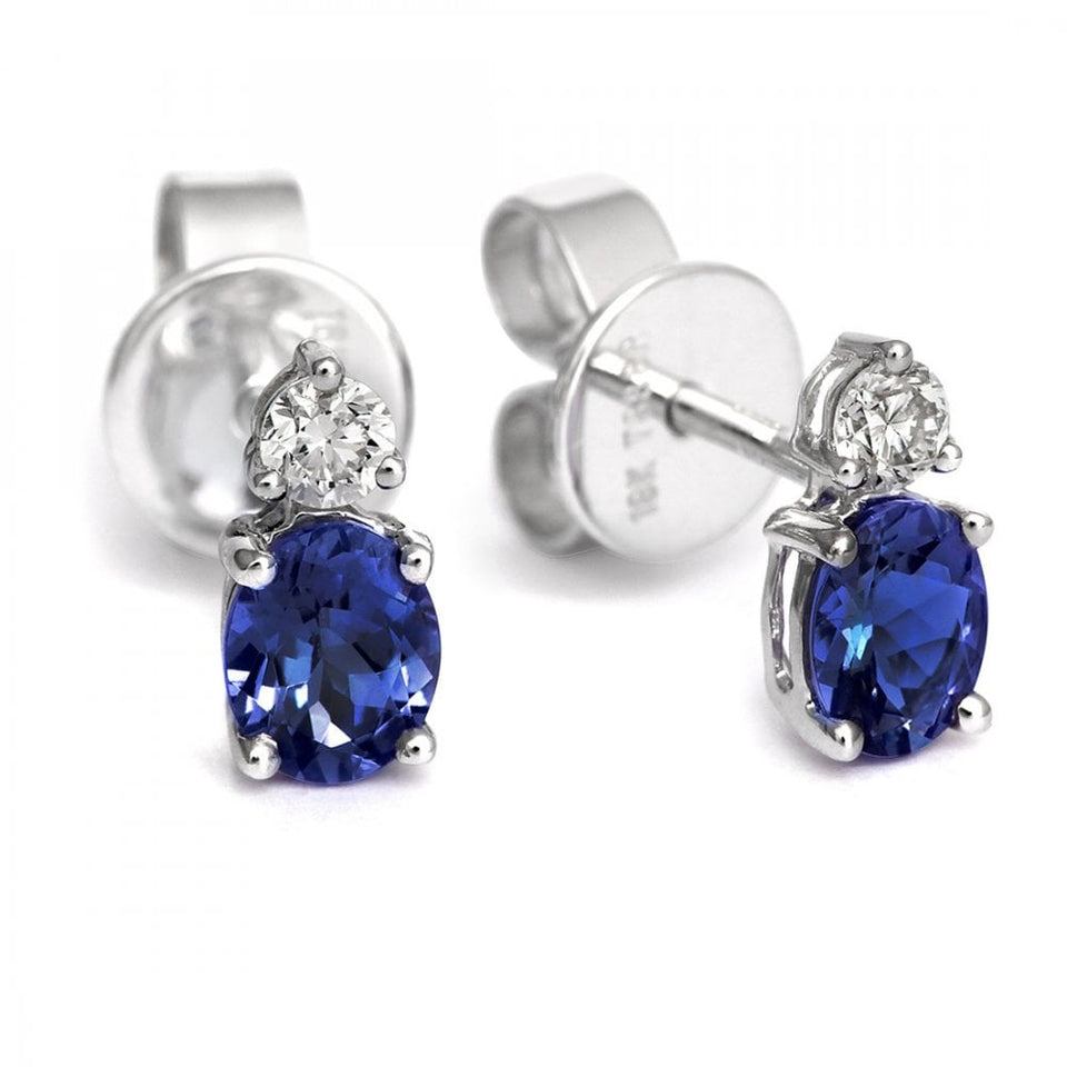 Tivon 18ct White Gold Diamond & Tanzanite Earrings