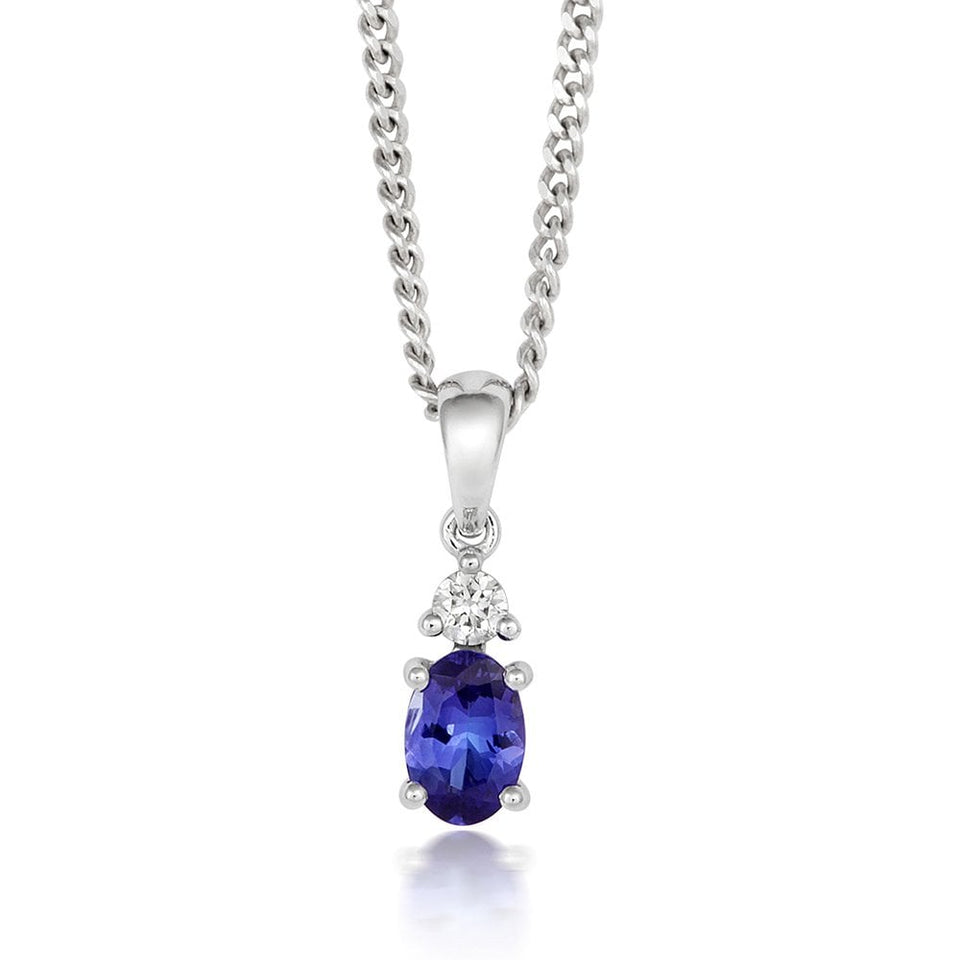 Tivon 18ct White Gold Diamond & Tanzanite Necklace