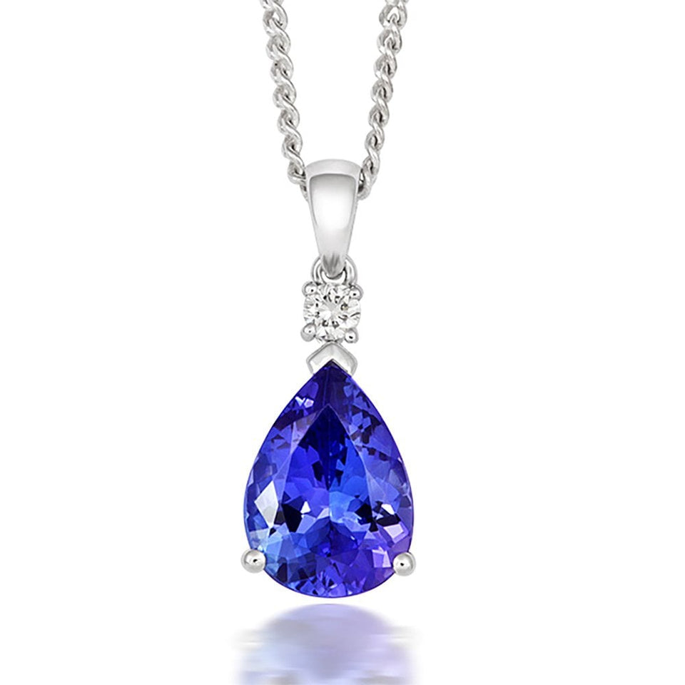 Tivon 18ct White Gold Diamond & Tanzanite Pear Necklace