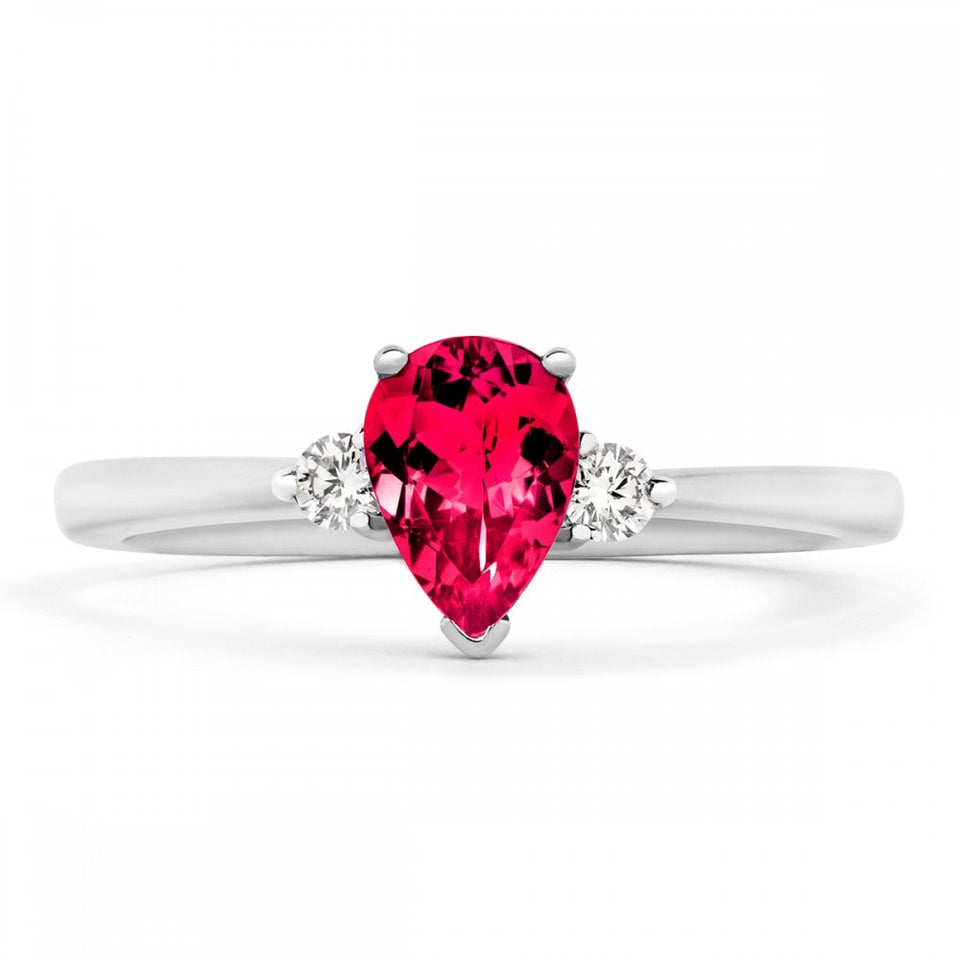 Tivon 18ct White Gold Pink Spinel and Diamond Ring Size 'M1/2'