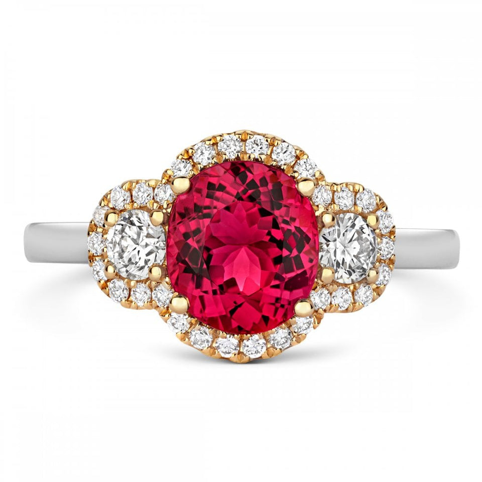 Tivon 18ct White Gold Pink Tourmaline and Diamond Ring Size 'M1/2'