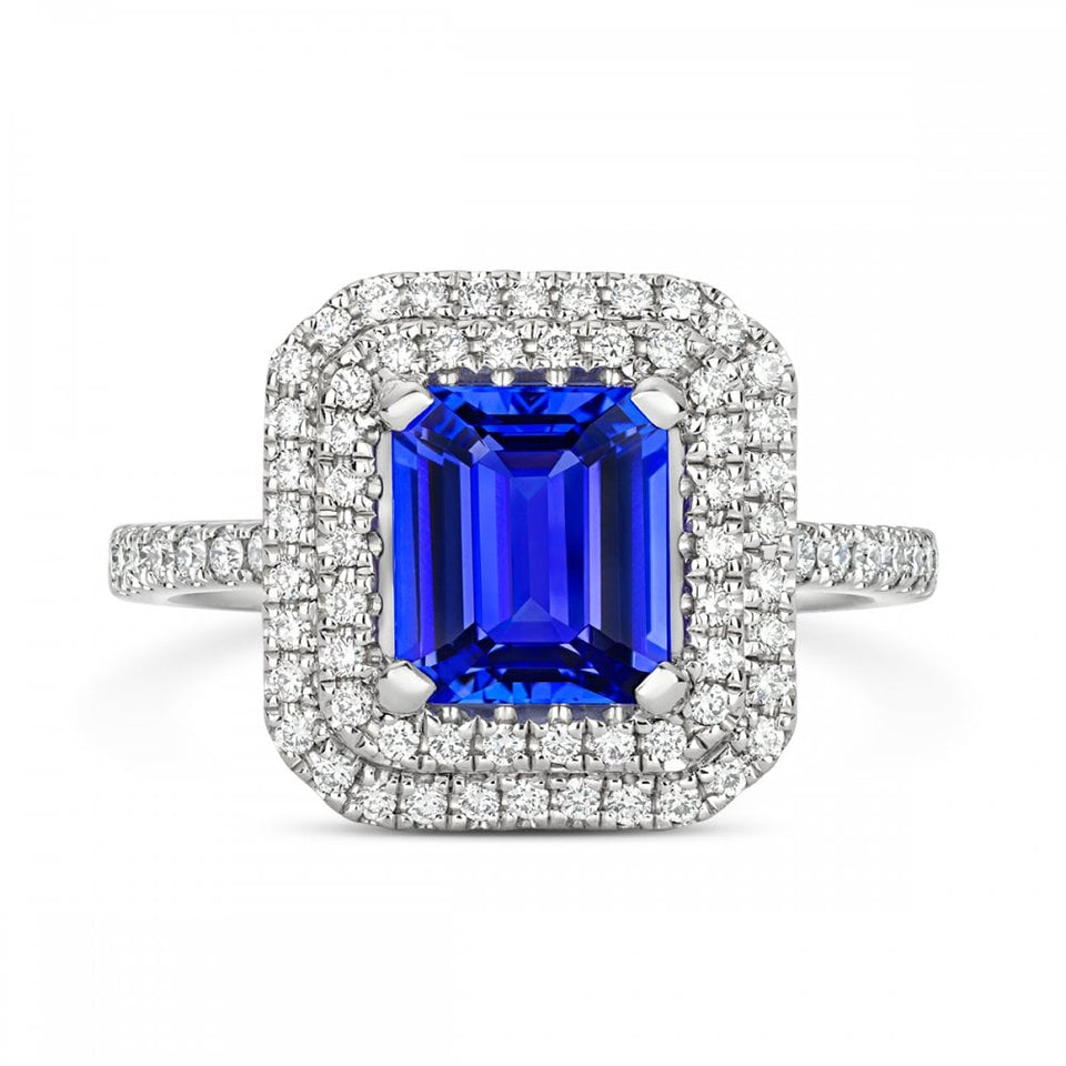 Tivon 18ct White Gold Tanzanite and Diamond Ring Size 'M1/2'