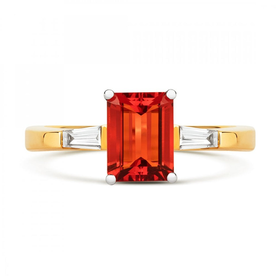 Tivon 18ct Yellow Gold Diamond & Fire Opal Ring