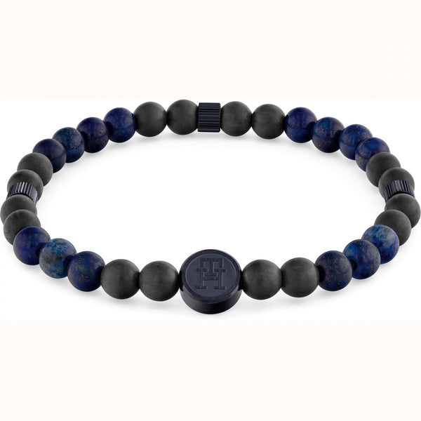 Tommy Hilfiger Gents Black & Blue Beaded Bracelet