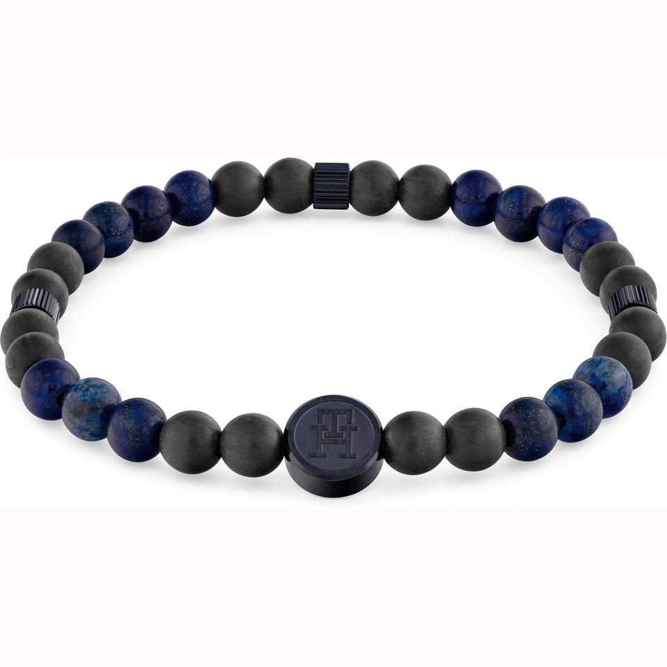 Tommy Hilfiger Gents Black & Blue Beaded Bracelet