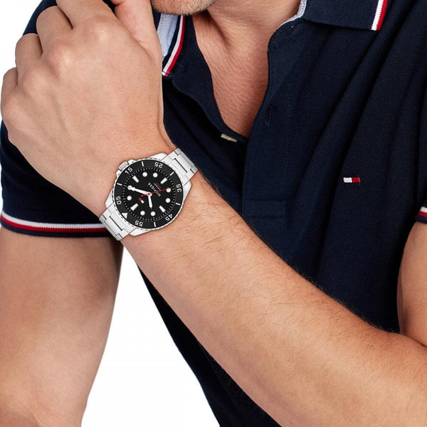 Tommy Hilfiger Gents Black Dial 42mm Bracelet Watch
