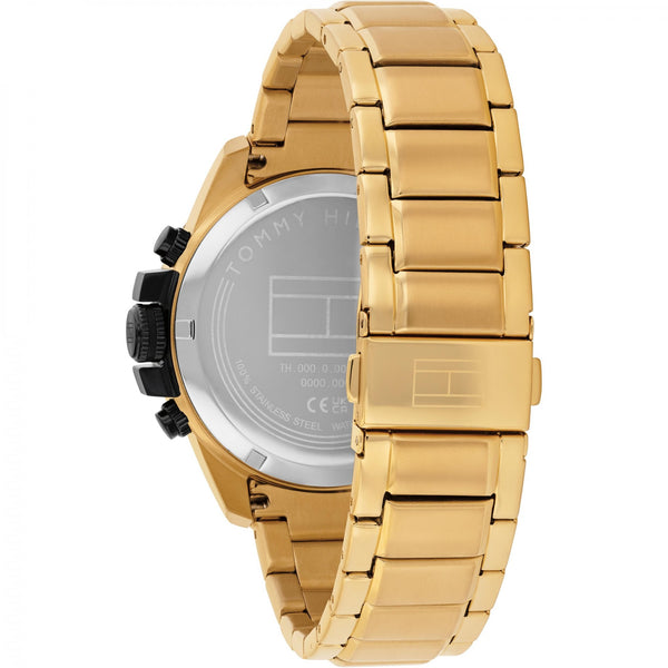 Tommy Hilfiger Gents Black Dial 43mm Gold Plated Watch