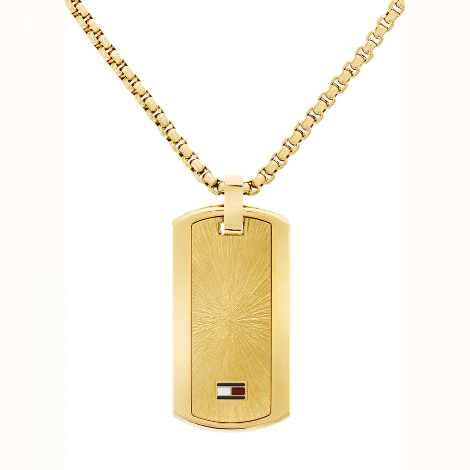 Tommy Hilfiger Gents Gold Plated Drop Tag Necklace