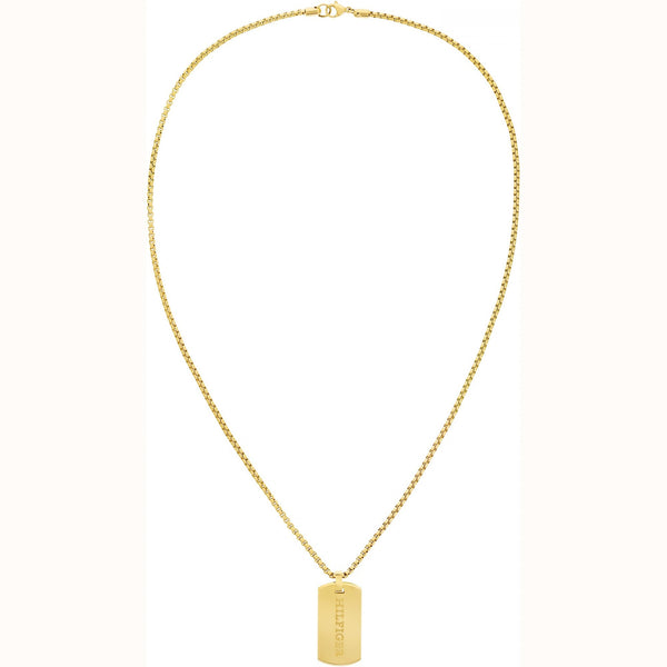 Tommy Hilfiger Gents Gold Plated Drop Tag Necklace