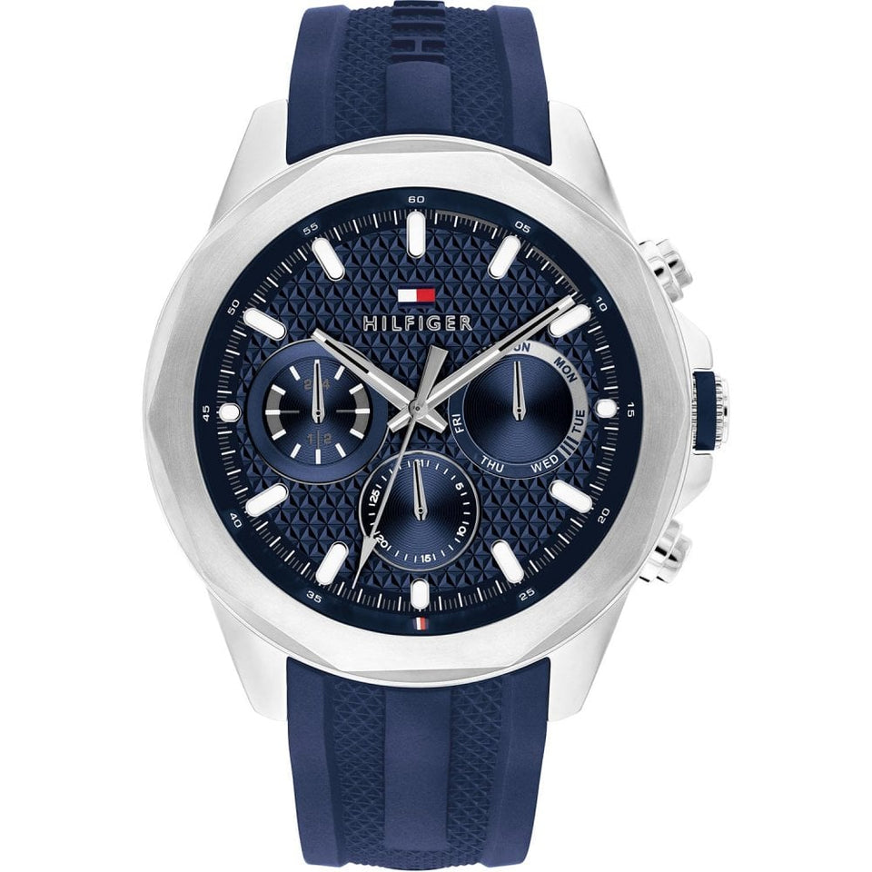 Tommy Hilfiger Gent's Lars 46mm Blue Dial Silicone Strap Watch