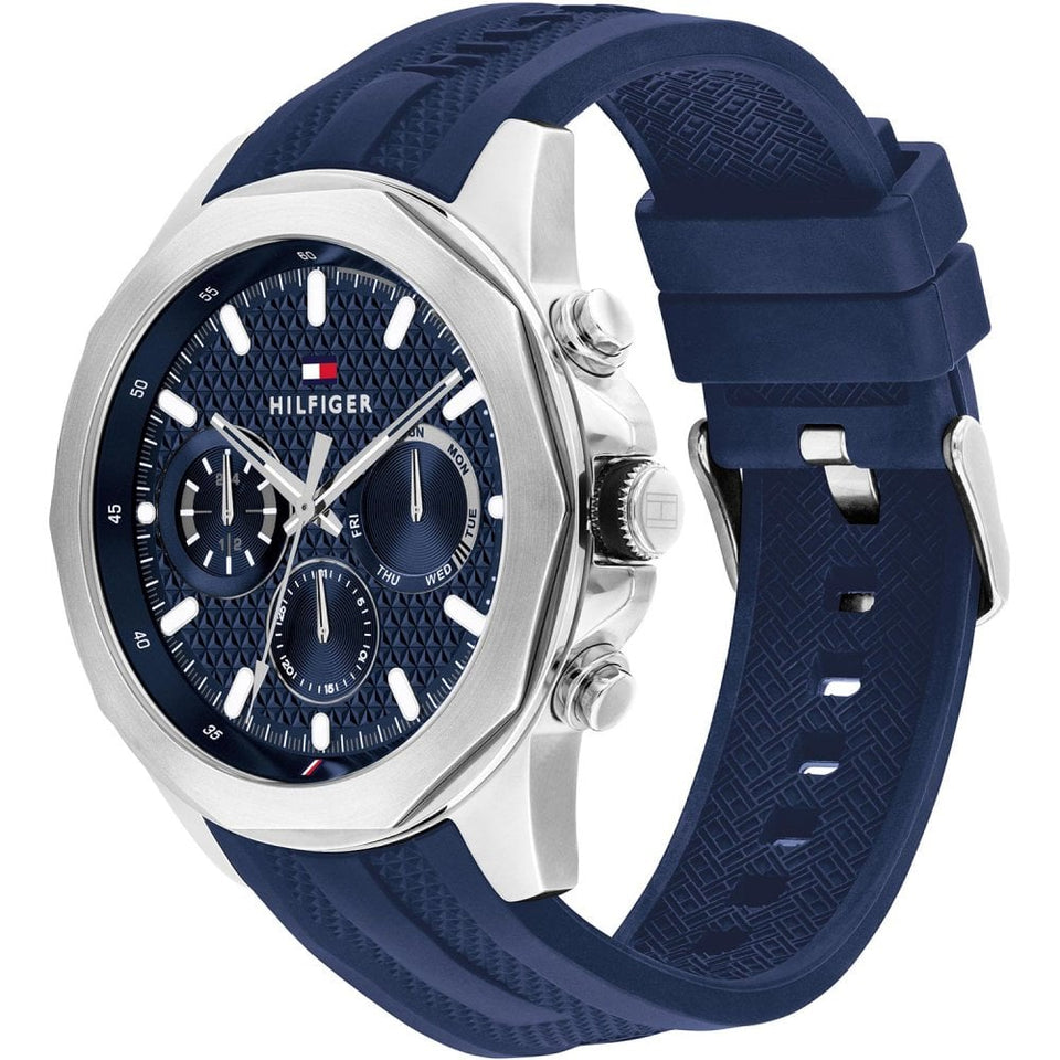 Tommy Hilfiger Gent's Lars 46mm Blue Dial Silicone Strap Watch