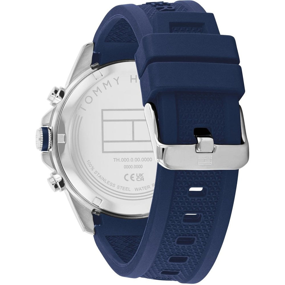 Tommy Hilfiger Gent's Lars 46mm Blue Dial Silicone Strap Watch