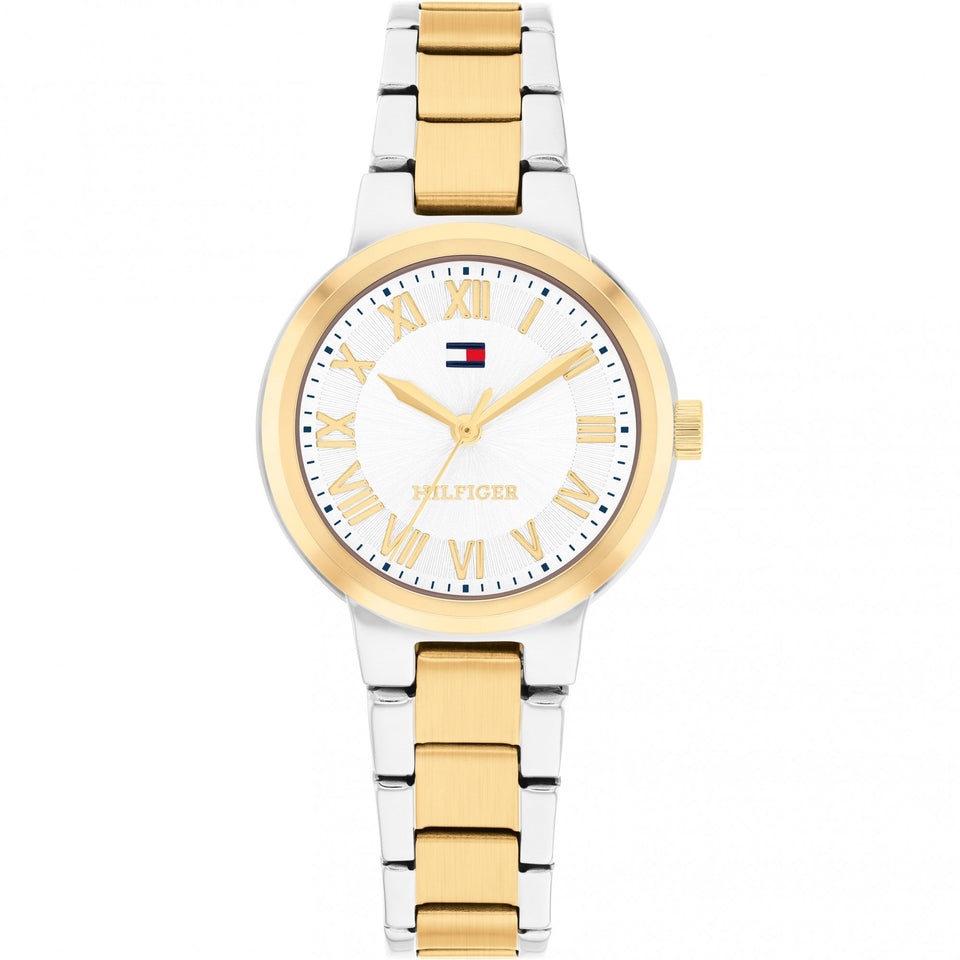 Tommy Hilfiger Ladies Becca White Dial Two Tone Watch