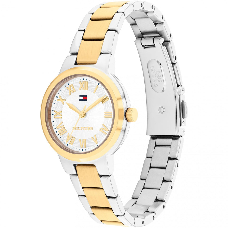 Tommy Hilfiger Ladies Becca White Dial Two Tone Watch