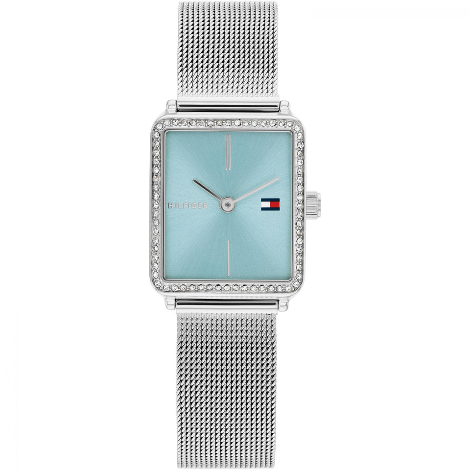 Tommy Hilfiger Ladies Blue Dial Sqaure Mesh Bracelet Watch