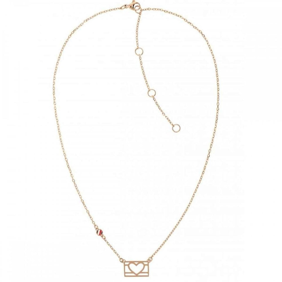 Tommy Hilfiger Ladies Casual Rose Plated Heart Letter Necklace