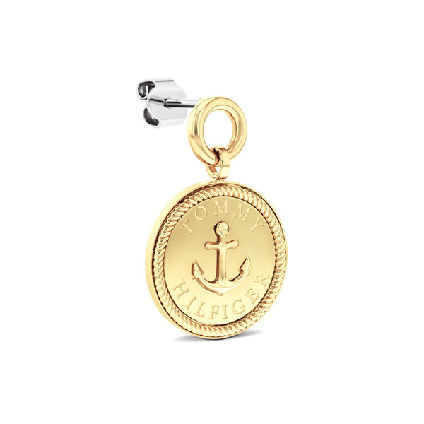 Tommy Hilfiger Ladies Charms Gold Tone Anchor Drop Earrings