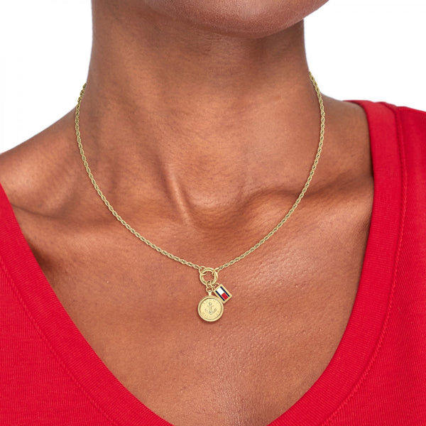 Tommy Hilfiger Ladies Charms Gold Tone Anchor Rope Chain Necklace