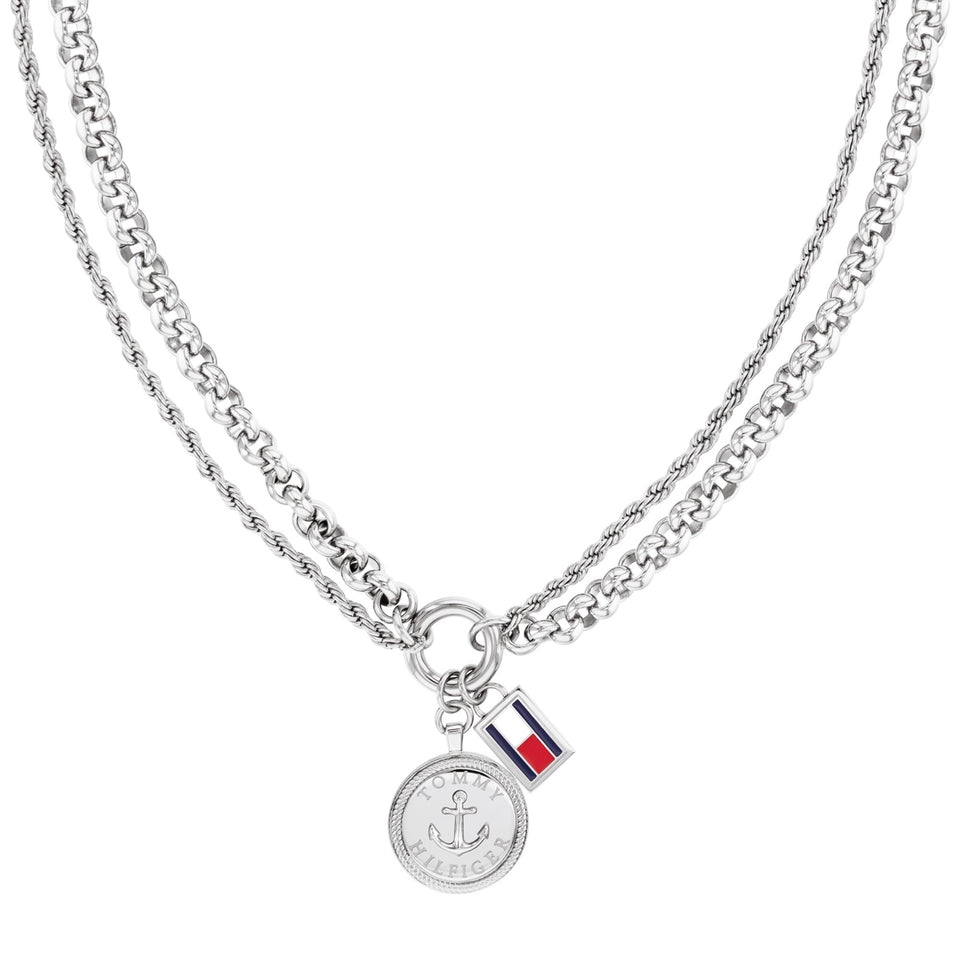 Tommy Hilfiger Ladies Charms Multi Chain Anchor Necklace