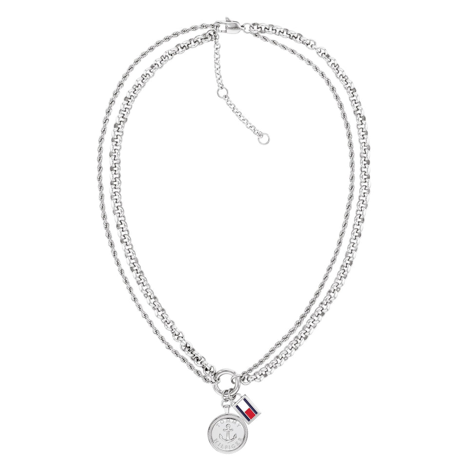 Tommy Hilfiger Ladies Charms Multi Chain Anchor Necklace