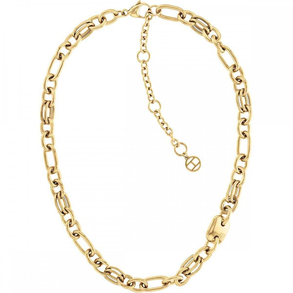 Tommy Hilfiger Ladies Contrast Linked Gold Plated Necklace
