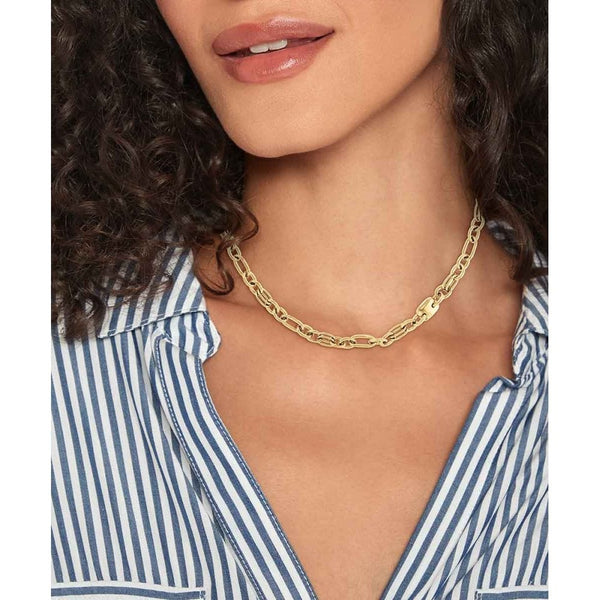 Tommy Hilfiger Ladies Contrast Linked Gold Plated Necklace