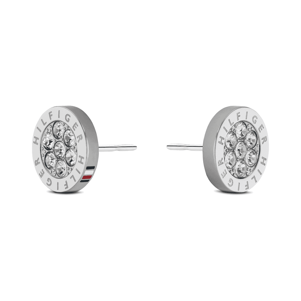 Tommy Hilfiger Ladies Crystal Stone Set Circle Stud Earrings