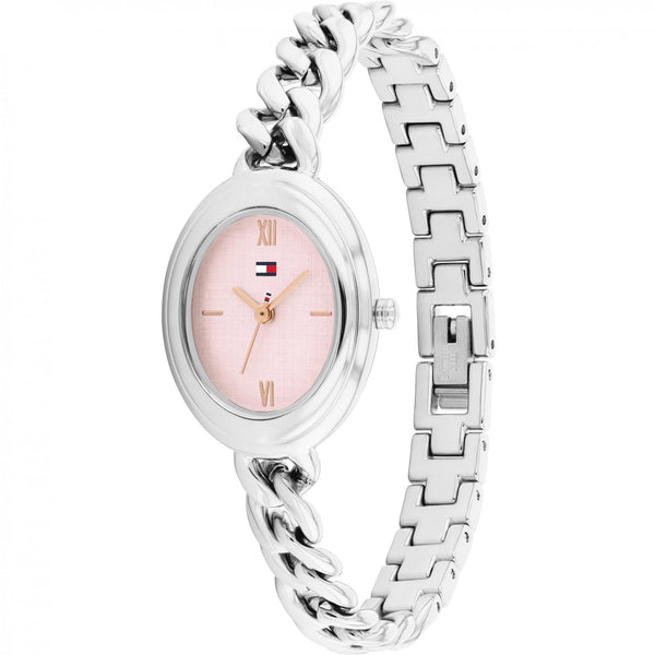 Tommy Hilfiger Ladies Demi Pink Oval Dial Stainless Steel Watch