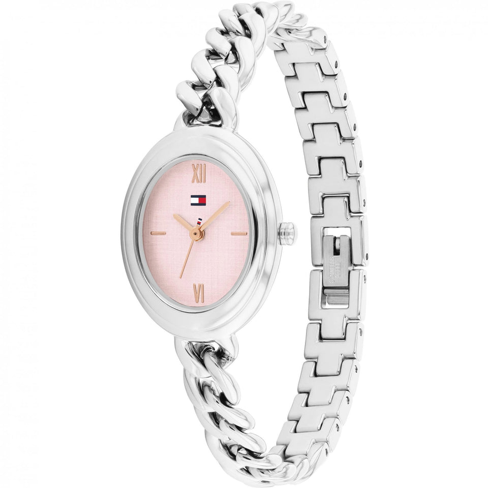 Tommy Hilfiger Ladies Demi Pink Oval Dial Stainless Steel Watch