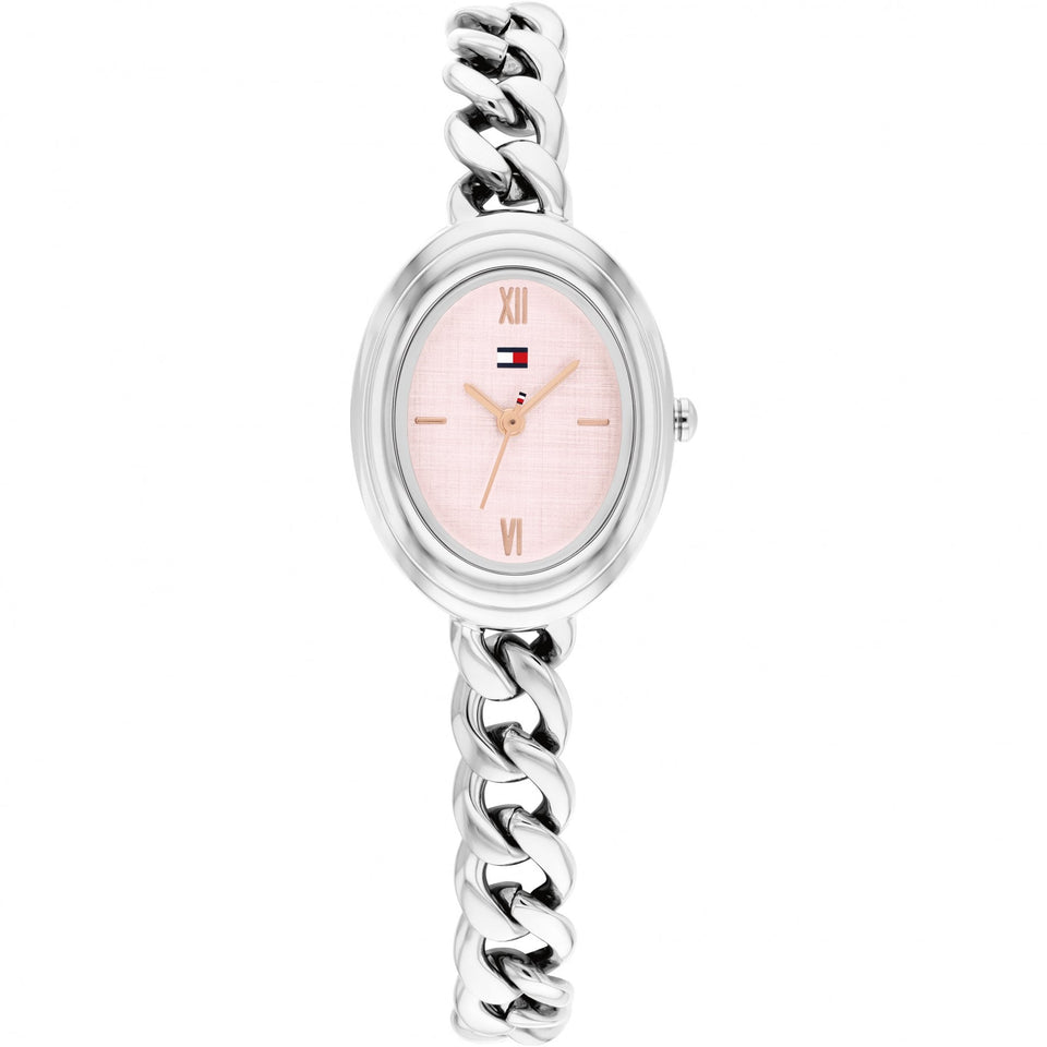 Tommy Hilfiger Ladies Demi Pink Oval Dial Stainless Steel Watch
