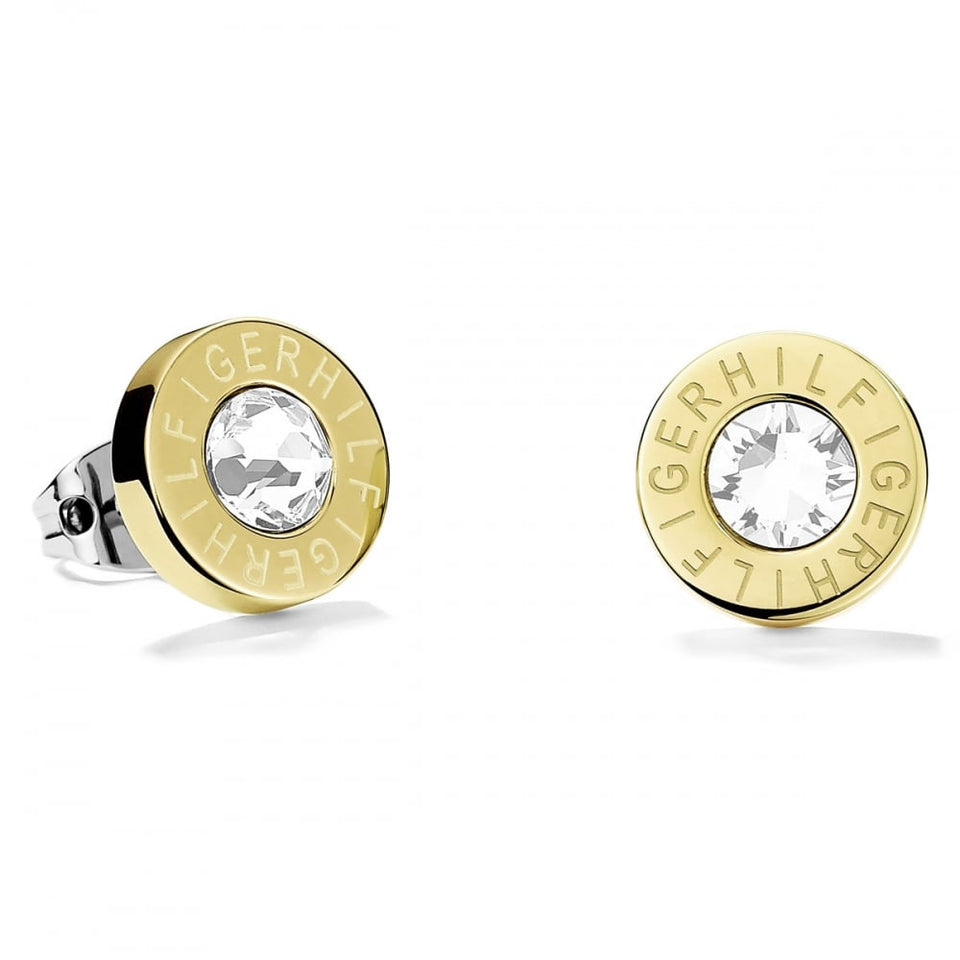 Tommy Hilfiger Ladies Fine Core Gold Plated Stone Set Stud Earrings