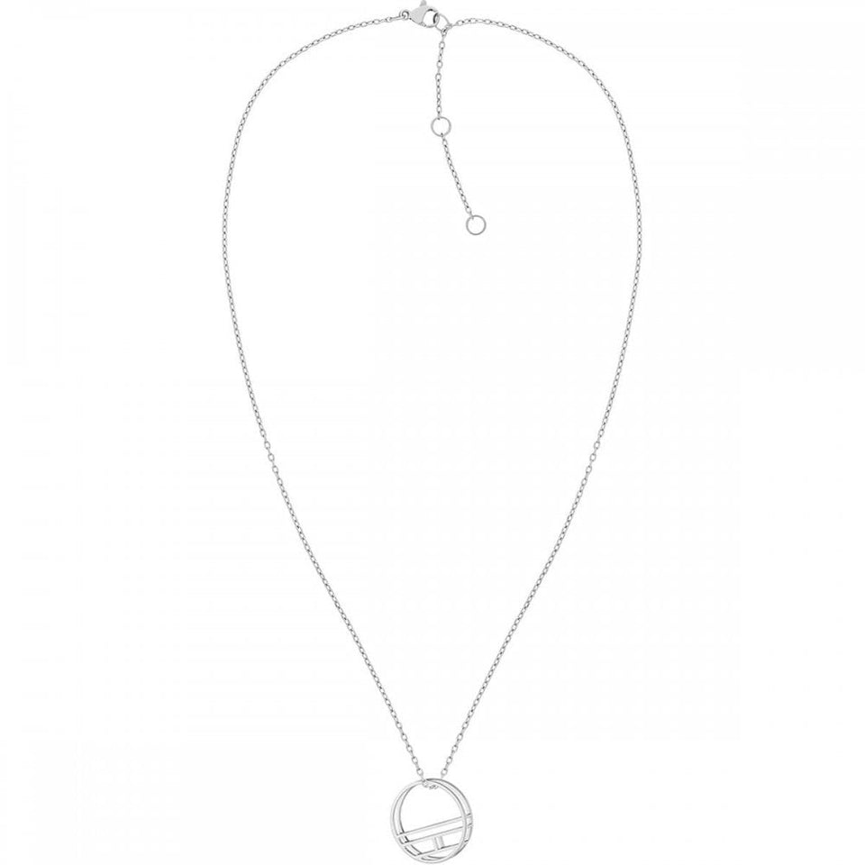 Tommy Hilfiger Ladies Flag Stainless Steel Circle Necklace