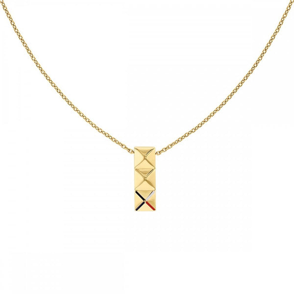 Tommy Hilfiger Ladies Gianna Gold Plated Rectangle Drop Necklace