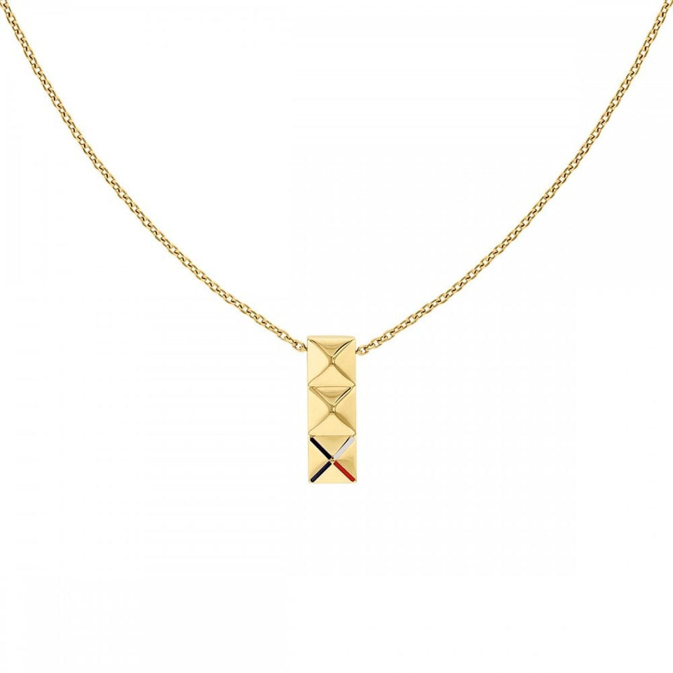 Tommy Hilfiger Ladies Gianna Gold Plated Rectangle Drop Necklace