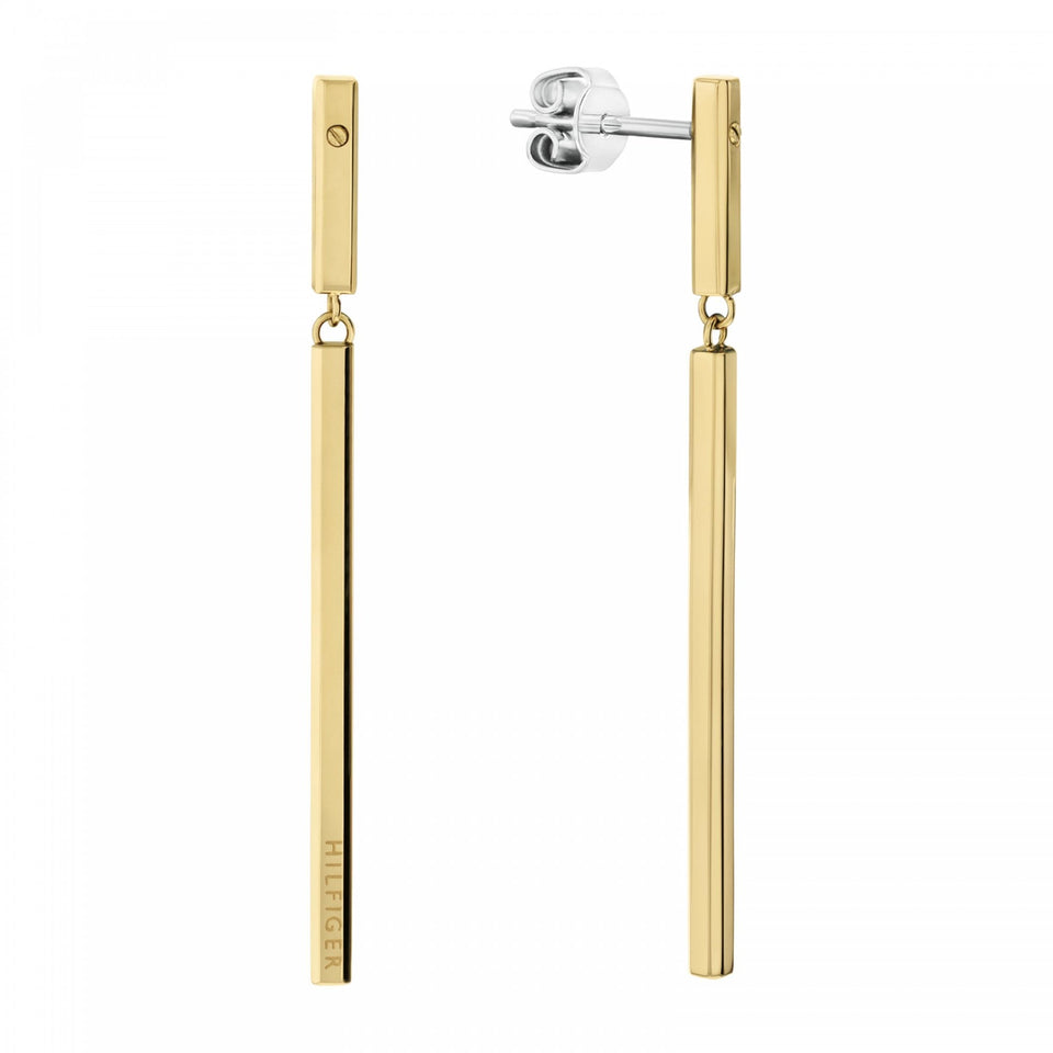 Tommy Hilfiger Ladies Gold Plated Bar Dropper Earrings
