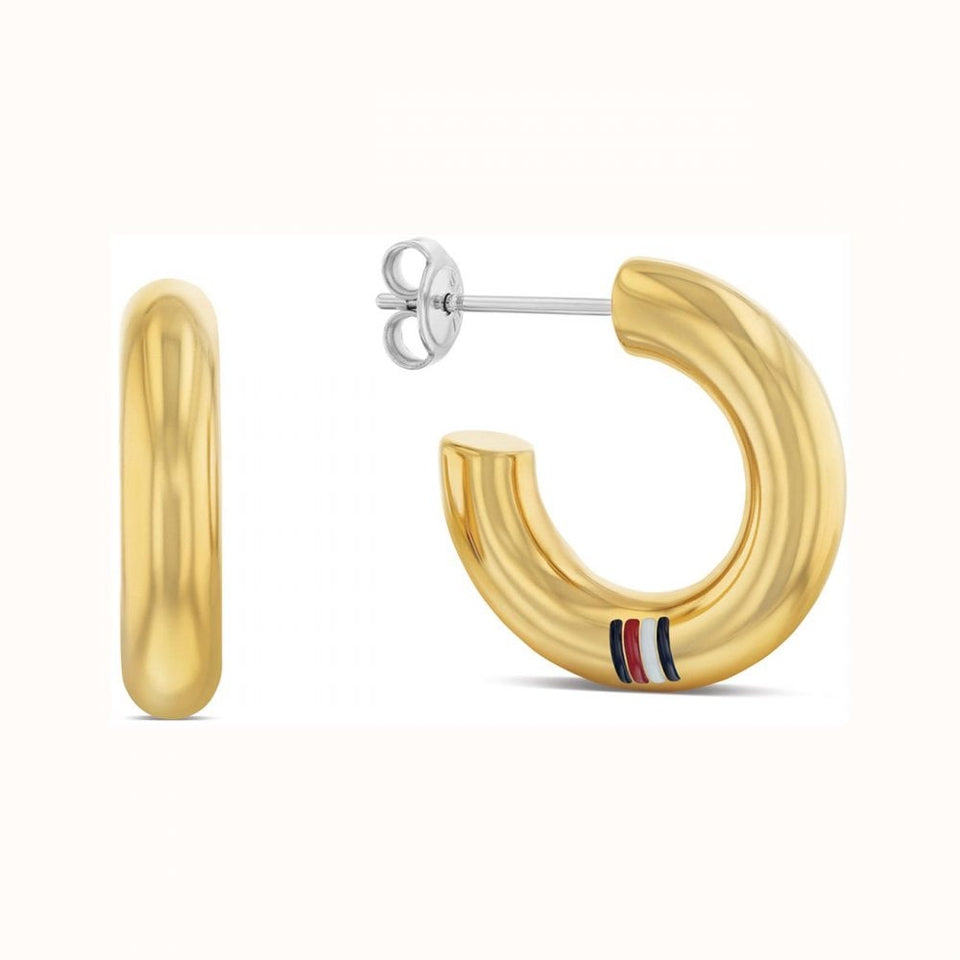 Tommy Hilfiger Ladies Gold Plated Hoop Earrings