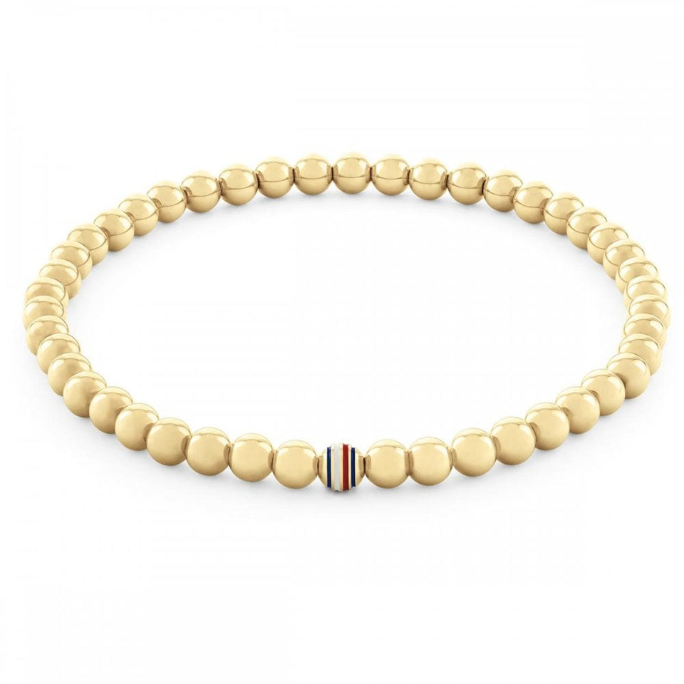 Tommy Hilfiger Ladies Gold Plated Logo Striped Beaded Bracelet
