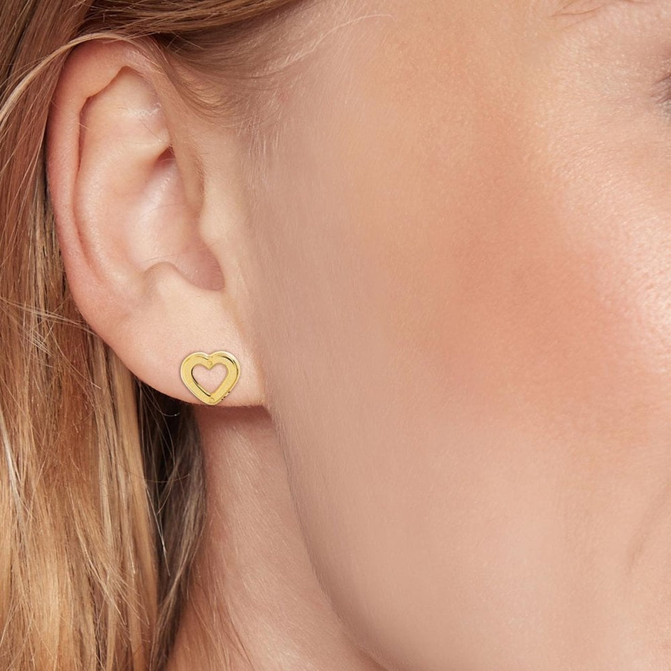 Tommy Hilfiger Ladies Gold Plated Open Heart Stud Earrings