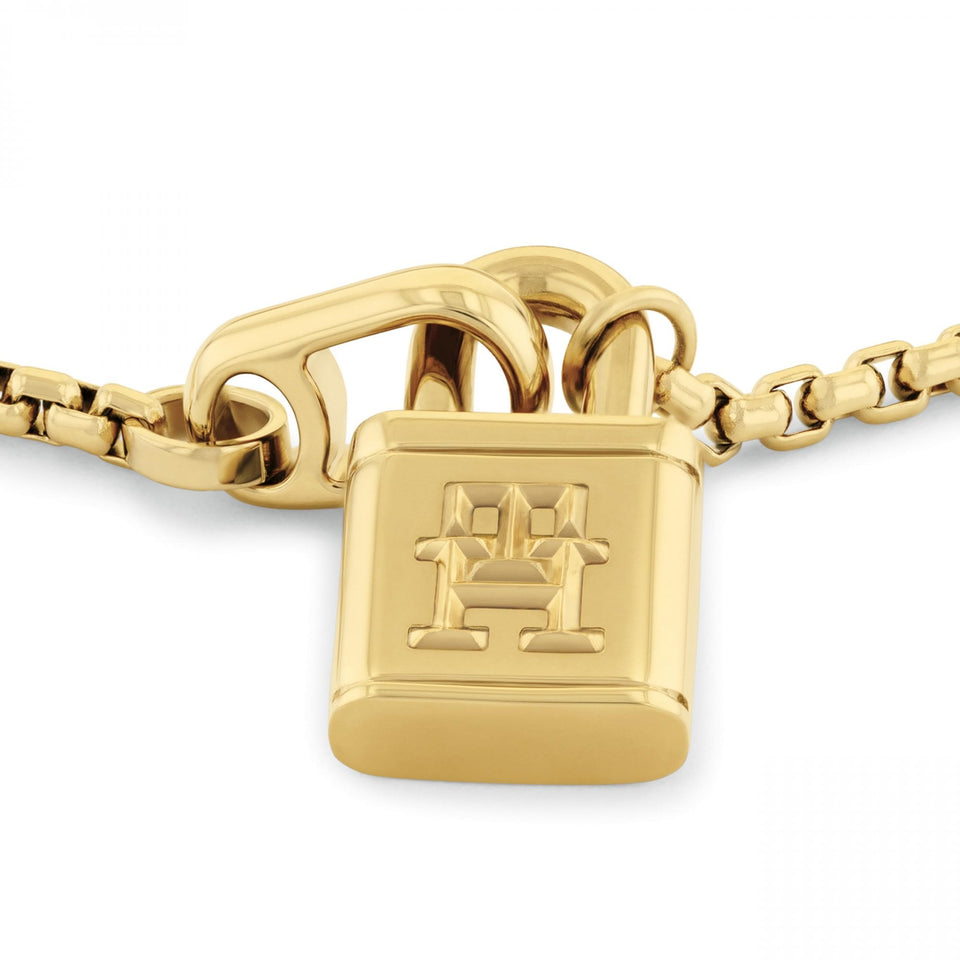 Tommy Hilfiger Ladies Gold Plated Stainless Steel Padlock Bracelet