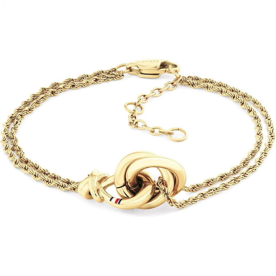 Tommy Hilfiger Ladies Gold Toned Double Chain Knot Bracelet