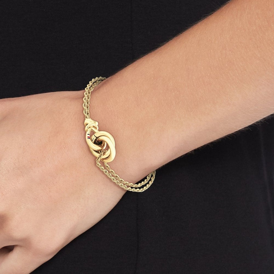Tommy Hilfiger Ladies Gold Toned Double Chain Knot Bracelet