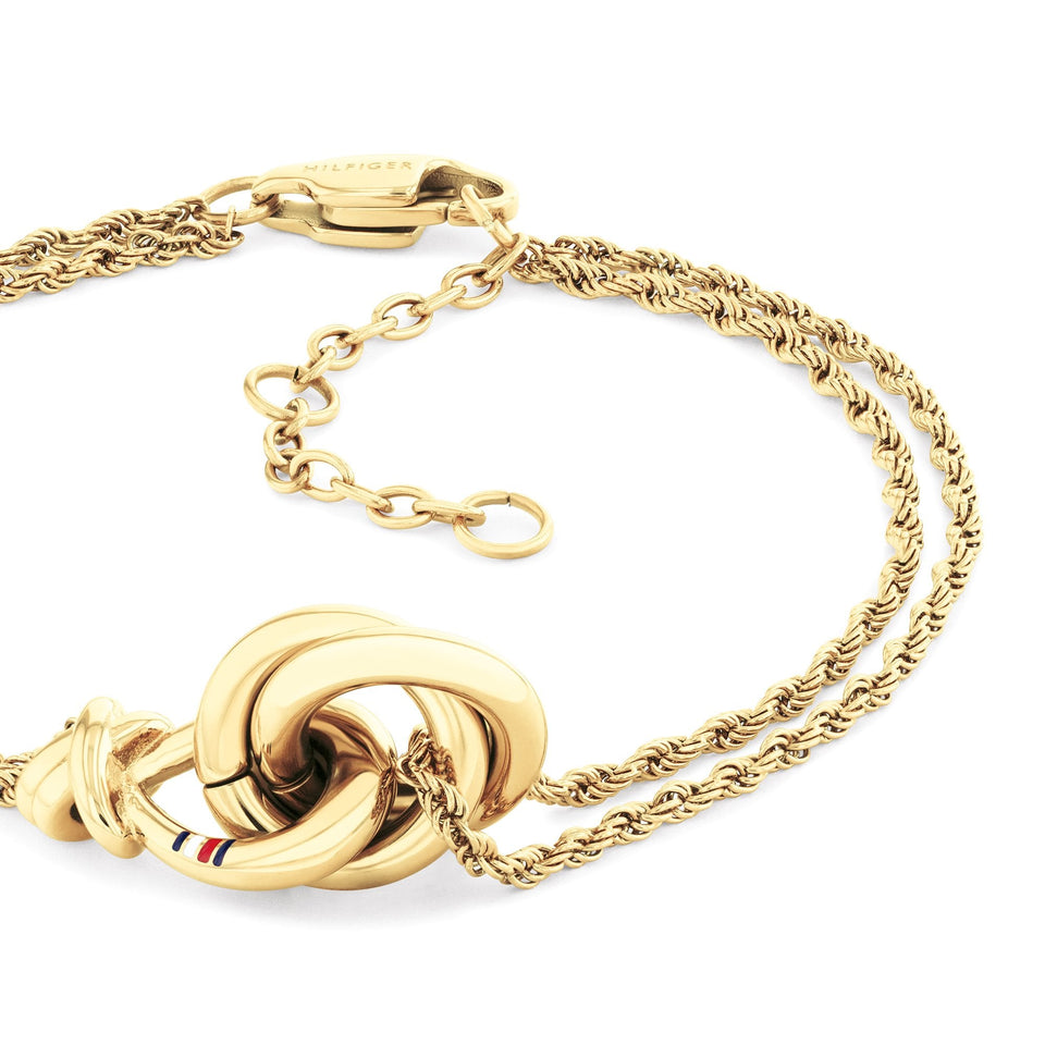 Tommy Hilfiger Ladies Gold Toned Double Chain Knot Bracelet