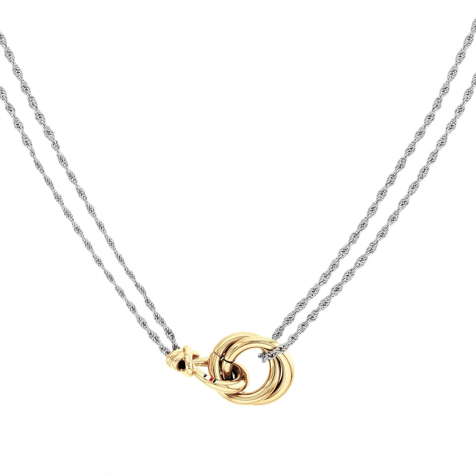 Tommy Hilfiger Ladies Gold Toned Double Chain Knot Necklace