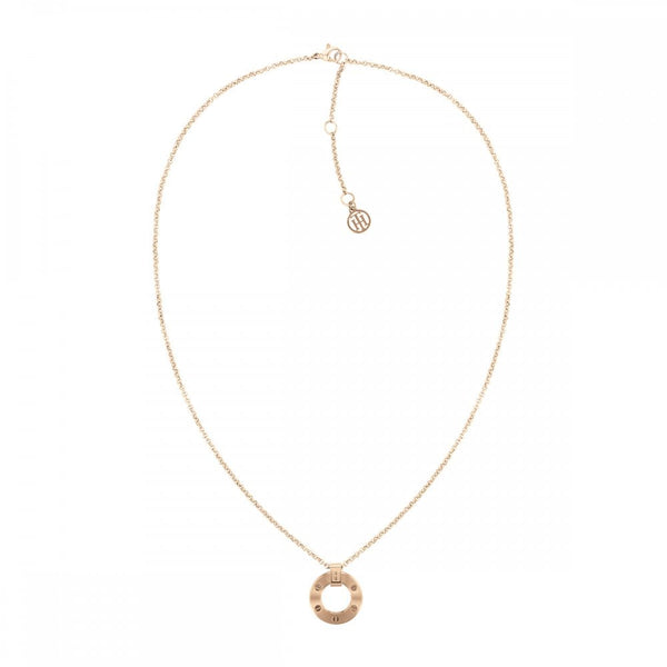 Tommy Hilfiger Ladies Hardware Rose Plated Circle Necklace