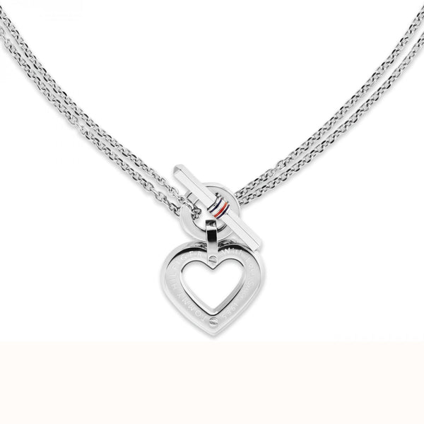 Tommy Hilfiger Ladies Heart Double Layered Chain Toggle Necklace