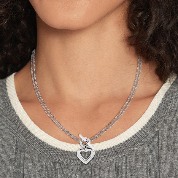 Tommy Hilfiger Ladies Heart Double Layered Chain Toggle Necklace